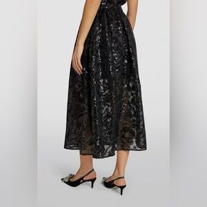 MAJE Black Sequin Embellished Midi Skirt